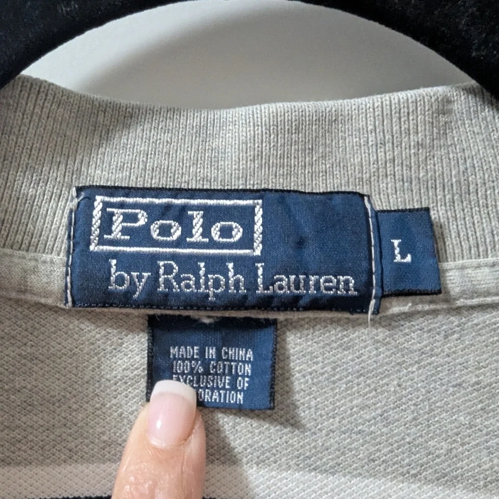 Polo by Ralph Lauren Men's Gray Striped Short-Sleeve Shirt, Size Large